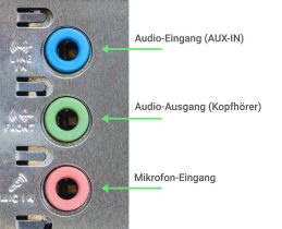 PC Audioanschlüsse mit externen Geräten wie einen Amazon Echo oder einem MP3 Player verbinden